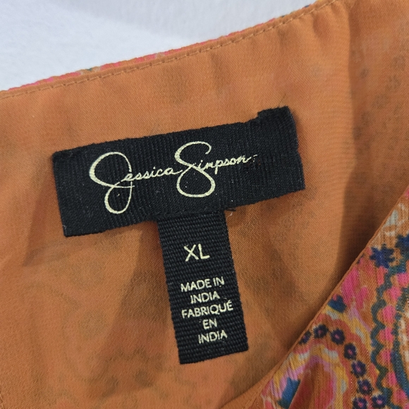 Jessica Simpson Women’s XL Paisley Boho Dress Flare Sleeve Boutique Style - Picture 7 of 10